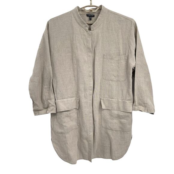 Eileen Fisher 100% Linen Coat jacket Mid Weight Natural Size 1X Plus - Picture 1 of 8